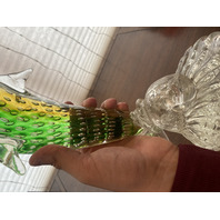 MURANO Green& Amber Large Glass Dolphin Sculpture W/Controlled Bubbles 11.75"H