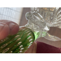 MURANO Green& Amber Large Glass Dolphin Sculpture W/Controlled Bubbles 11.75"H