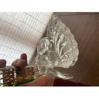 MURANO Green& Amber Large Glass Dolphin Sculpture W/Controlled Bubbles 11.75"H