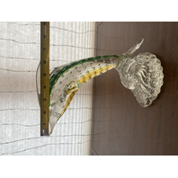 MURANO Green& Amber Large Glass Dolphin Sculpture W/Controlled Bubbles 11.75"H