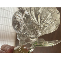 MURANO Green& Amber Large Glass Dolphin Sculpture W/Controlled Bubbles 11.75"H