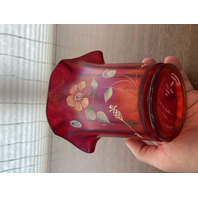 VTG 100th Anniversary FOUNDERS VASE Red Stretch Glass Floral Vase SIGNED 6"H