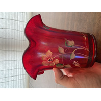 VTG 100th Anniversary FOUNDERS VASE Red Stretch Glass Floral Vase SIGNED 6"H
