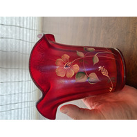 VTG 100th Anniversary FOUNDERS VASE Red Stretch Glass Floral Vase SIGNED 6"H