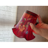 VTG 100th Anniversary FOUNDERS VASE Red Stretch Glass Floral Vase SIGNED 6"H