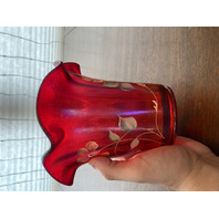 VTG 100th Anniversary FOUNDERS VASE Red Stretch Glass Floral Vase SIGNED 6"H