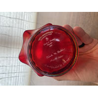 VTG 100th Anniversary FOUNDERS VASE Red Stretch Glass Floral Vase SIGNED 6"H