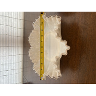 VTG FENTON Milk Glass Silver Crest Ruffled Rim Bowl 12"W