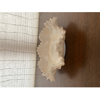 VTG FENTON Milk Glass Silver Crest Ruffled Rim Bowl 12"W