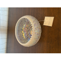 FENTON Pink/White Iridescent/Opalescent Ombre Flower & Leaves Glass Bowl 8"W