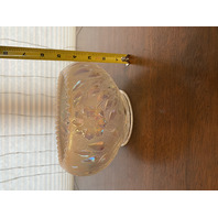 FENTON Pink/White Iridescent/Opalescent Ombre Flower & Leaves Glass Bowl 8"W