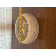 FENTON Pink/White Iridescent/Opalescent Ombre Flower & Leaves Glass Bowl 8"W