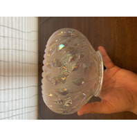 FENTON Pink/White Iridescent/Opalescent Ombre Flower & Leaves Glass Bowl 8"W