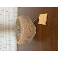 FENTON Pink/White Iridescent/Opalescent Ombre Flower & Leaves Glass Bowl 8"W