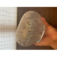 FENTON Pink/White Iridescent/Opalescent Ombre Flower & Leaves Glass Bowl 8"W