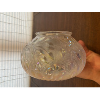 FENTON Pink/White Iridescent/Opalescent Ombre Flower & Leaves Glass Bowl 8"W