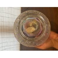 FENTON Pink/White Iridescent/Opalescent Ombre Flower & Leaves Glass Bowl 8"W