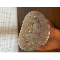 FENTON Pink/White Iridescent/Opalescent Ombre Flower & Leaves Glass Bowl 8"W