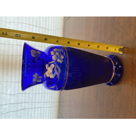 FENTON Cobalt Blue LANDMARK COLLECTION LTD ED #773/5000 Floral Vase 9.5"H SIGNED