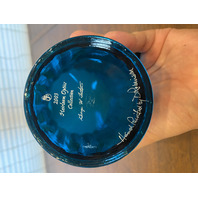 VTG FENTON Aqua White Rim 2003 HEIRLOOM OPTICS COLLECTION Floral Vase SIGNED 6"H