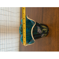 VTG FENTON Aqua White Rim 2003 HEIRLOOM OPTICS COLLECTION Floral Vase SIGNED 6"H