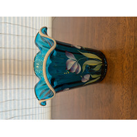 VTG FENTON Aqua White Rim 2003 HEIRLOOM OPTICS COLLECTION Floral Vase SIGNED 6"H