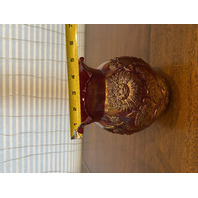 VTG Imperial Glass Red Iridescent Floral CHRYSANTHEMUM Carnival Glass Vase 6"H