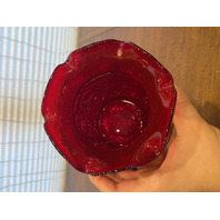 VTG Imperial Glass Red Iridescent Floral CHRYSANTHEMUM Carnival Glass Vase 6"H