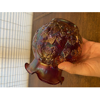 VTG Imperial Glass Red Iridescent Floral CHRYSANTHEMUM Carnival Glass Vase 6"H