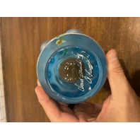 VTG FENTON Satin Blue Floral PAINTED Art Glass Rose Bowl Vase 3.75"H SIGNED