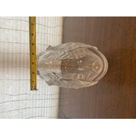 VTG LALIQUE Frosted Crystal LARGE LEAF DESIGN Vase W/LABEL SIGNED 8.75"H FRANCE