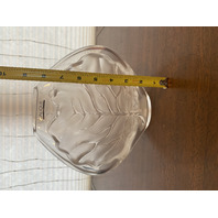 VTG LALIQUE Frosted Crystal LARGE LEAF DESIGN Vase W/LABEL SIGNED 8.75"H FRANCE