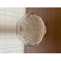 VTG LALIQUE Frosted Crystal LARGE LEAF DESIGN Vase W/LABEL SIGNED 8.75"H FRANCE