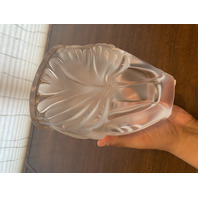 VTG LALIQUE Frosted Crystal NOAILLES Vase W/LABEL SIGNED 7.5"H FRANCE