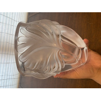 VTG LALIQUE Frosted Crystal NOAILLES Vase W/LABEL SIGNED 7.5"H FRANCE