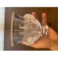 VTG LALIQUE Crystal DAMPIERRE Vase Birds/Vines SIGNED 5"H FRANCE