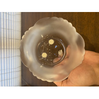 VTG LALIQUE Frosted Crystal ARUBA Ashtray Bowl W/LABEL 6.5"W SIGNED