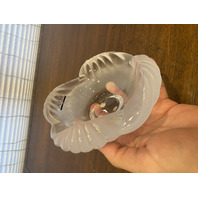 VTG LALIQUE Frosted Crystal ARUBA Ashtray Bowl W/LABEL 6.5"W SIGNED