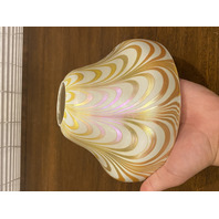 VTG White & Gold Iridescent Draped Art Glass Lamp Shade 4.75"H