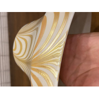 VTG White & Gold Iridescent Draped Art Glass Lamp Shade 4.75"H