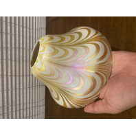 VTG White & Gold Iridescent Draped Art Glass Lamp Shade 4.75"H