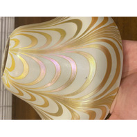 VTG White & Gold Iridescent Draped Art Glass Lamp Shade 4.75"H