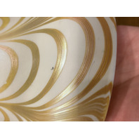 VTG White & Gold Iridescent Draped Art Glass Lamp Shade 4.75"H