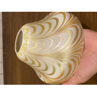 VTG White & Gold Iridescent Draped Art Glass Lamp Shade 4.75"H