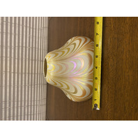 VTG White & Gold Iridescent Draped Art Glass Lamp Shade 4.75"H