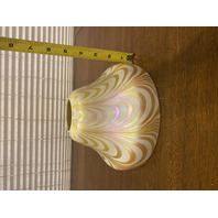 VTG White & Gold Iridescent Draped Art Glass Lamp Shade 4.75"H
