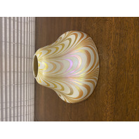 VTG White & Gold Iridescent Draped Art Glass Lamp Shade 4.75"H