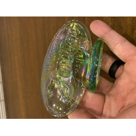 VTG 1980 FENTON Green Iridescent FAGCA Dealer Logo 4.75"L