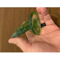 VTG 1980 FENTON Green Iridescent FAGCA Dealer Logo 4.75"L