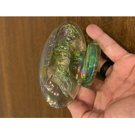 VTG 1980 FENTON Green Iridescent FAGCA Dealer Logo 4.75"L